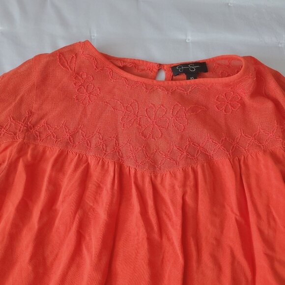 Jessica Simpson "Kalypso" Flare Sleeve Embroidered Boho Top In Blood Ora… - Picture 8 of 16